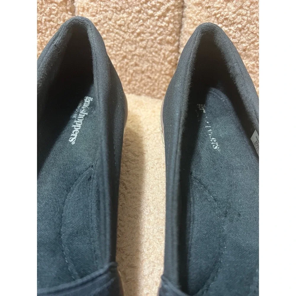 Grasshoppers Womens Black Knit Espadrille Slip On Loafers Memory Foam Flats 8.5